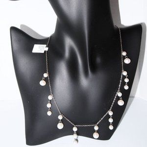 Genuine White Fresh-Water Pearl's Dangling 16 Inch Necklace .925 Sterling Silver